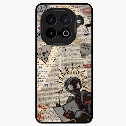 City Dream Sketch Glass Case showing flat back view with artistic city skyline sketch artwork and glossy glass finish.