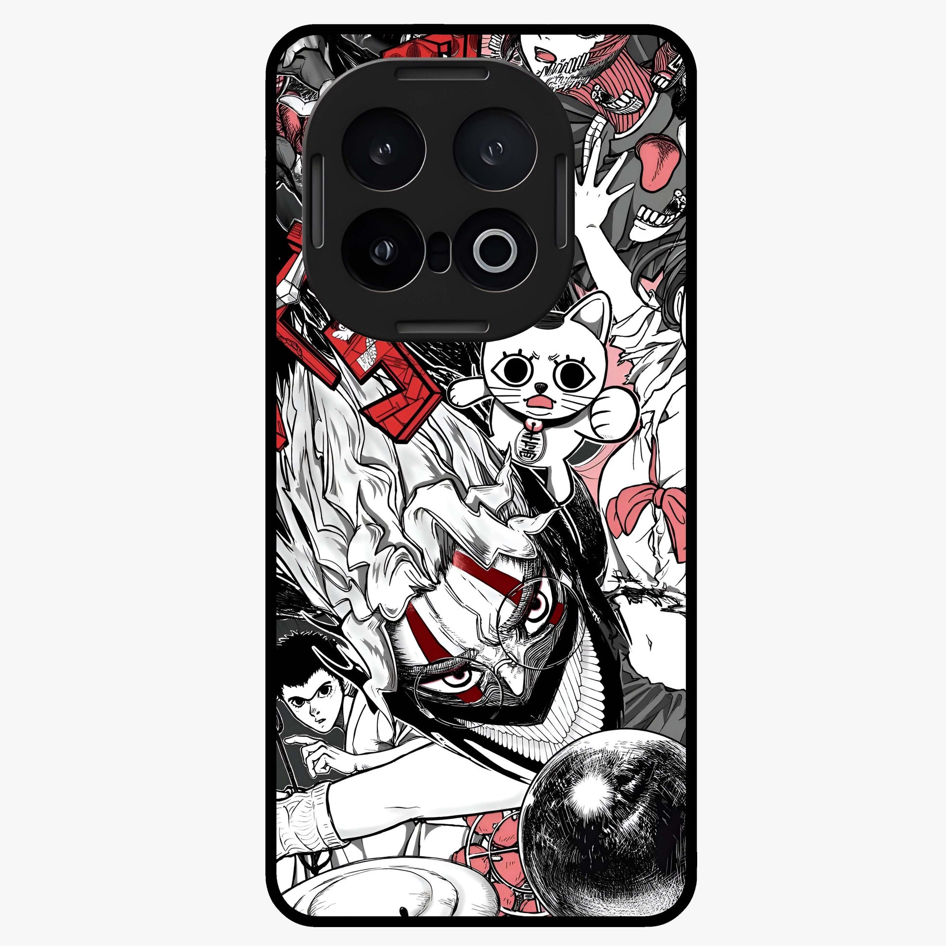 Crimson Chaos Panel Glass Case showing flat back view with bold crimson abstract artwork and glossy glass finish.