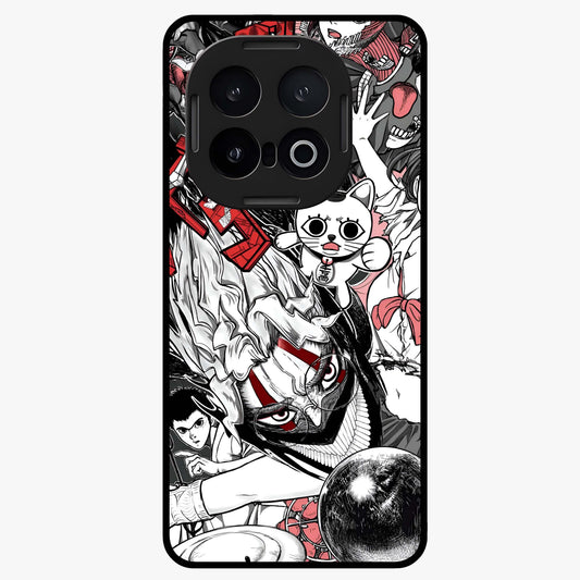 Crimson Chaos Panel Glass Case showing flat back view with bold crimson abstract artwork and glossy glass finish.