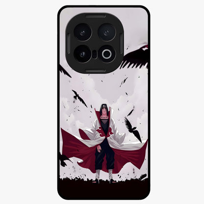 Crimson Crow Ascension Glass Case showing flat back view with mystical crow artwork and glossy glass finish.