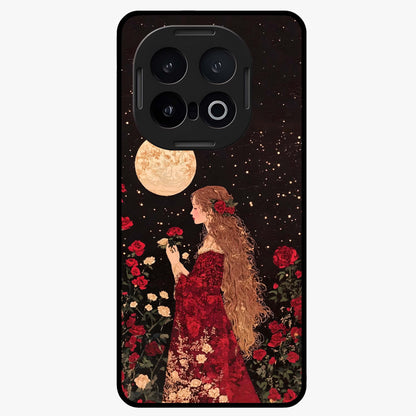 Crimson Dreams Glass Case showing flat back view with dreamy crimson artwork and glossy glass finish.
