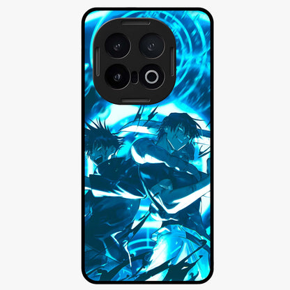 Cursed Energy Clash Glass Case showing flat back view with intense cursed energy artwork and glossy glass finish.
