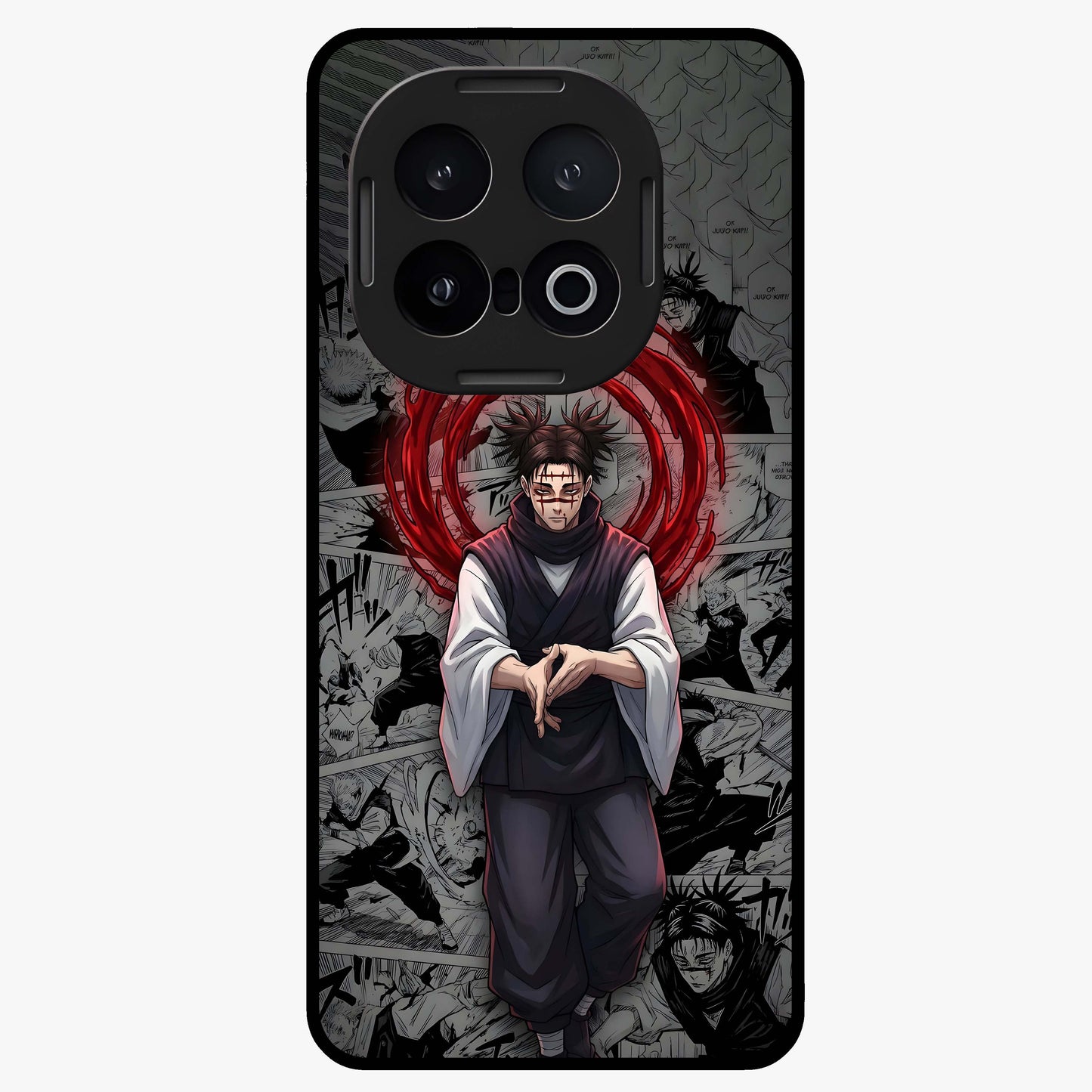 Cursed Ritual Ascension Glass Case showing flat back view with dark ritual themed artwork and glossy glass finish.