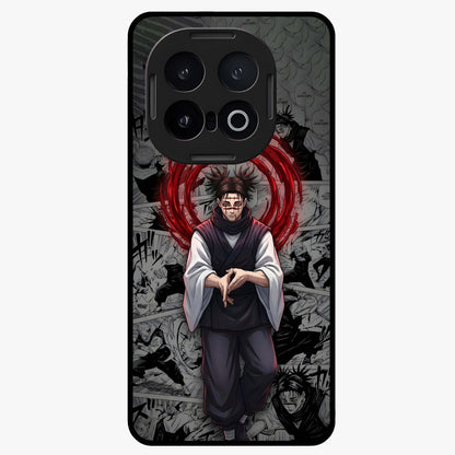 Cursed Ritual Ascension Glass Case showing flat back view with dark ritual themed artwork and glossy glass finish.