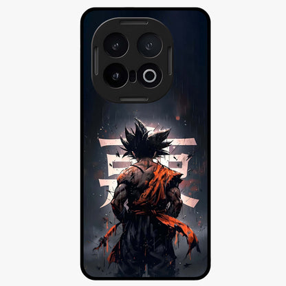 Dark Warrior In Rain Glass Case showing flat back view with warrior artwork in rainy atmosphere and glossy glass finish.