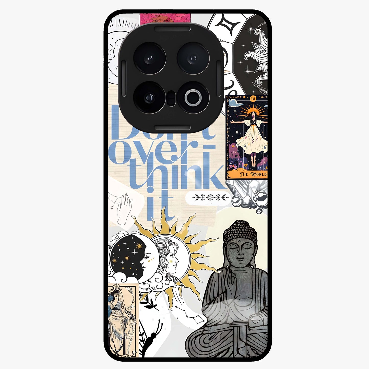 Ethereal Thoughts Glass Case showing flat back view with dreamy artistic artwork and glossy glass finish.