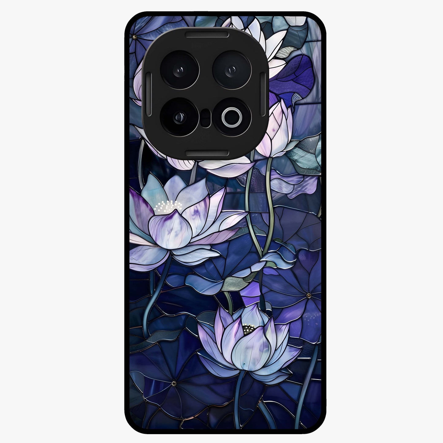 Gloss Petal Rush Glass Case showing flat back view with glossy flower petal artwork and smooth glass finish.