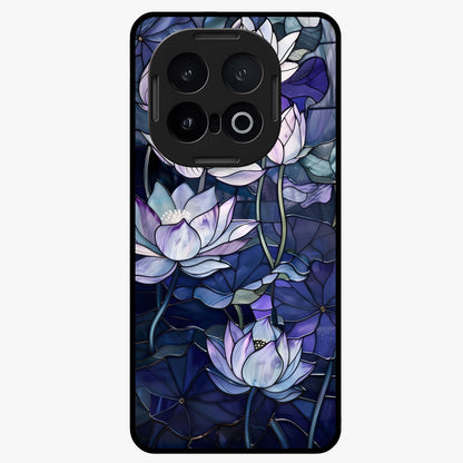 Gloss Petal Rush Glass Case showing flat back view with glossy flower petal artwork and smooth glass finish.