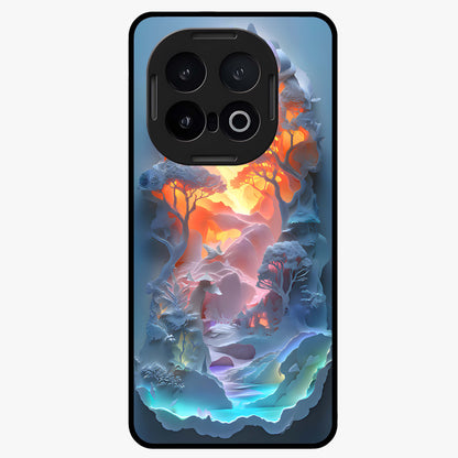 Glow Forest Portal Glass Case showing flat back view with glowing forest portal artwork and glossy glass finish.