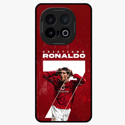 Goal Celebration Legacy Glass Case showing flat back view with football celebration inspired artwork and glossy glass finish.
