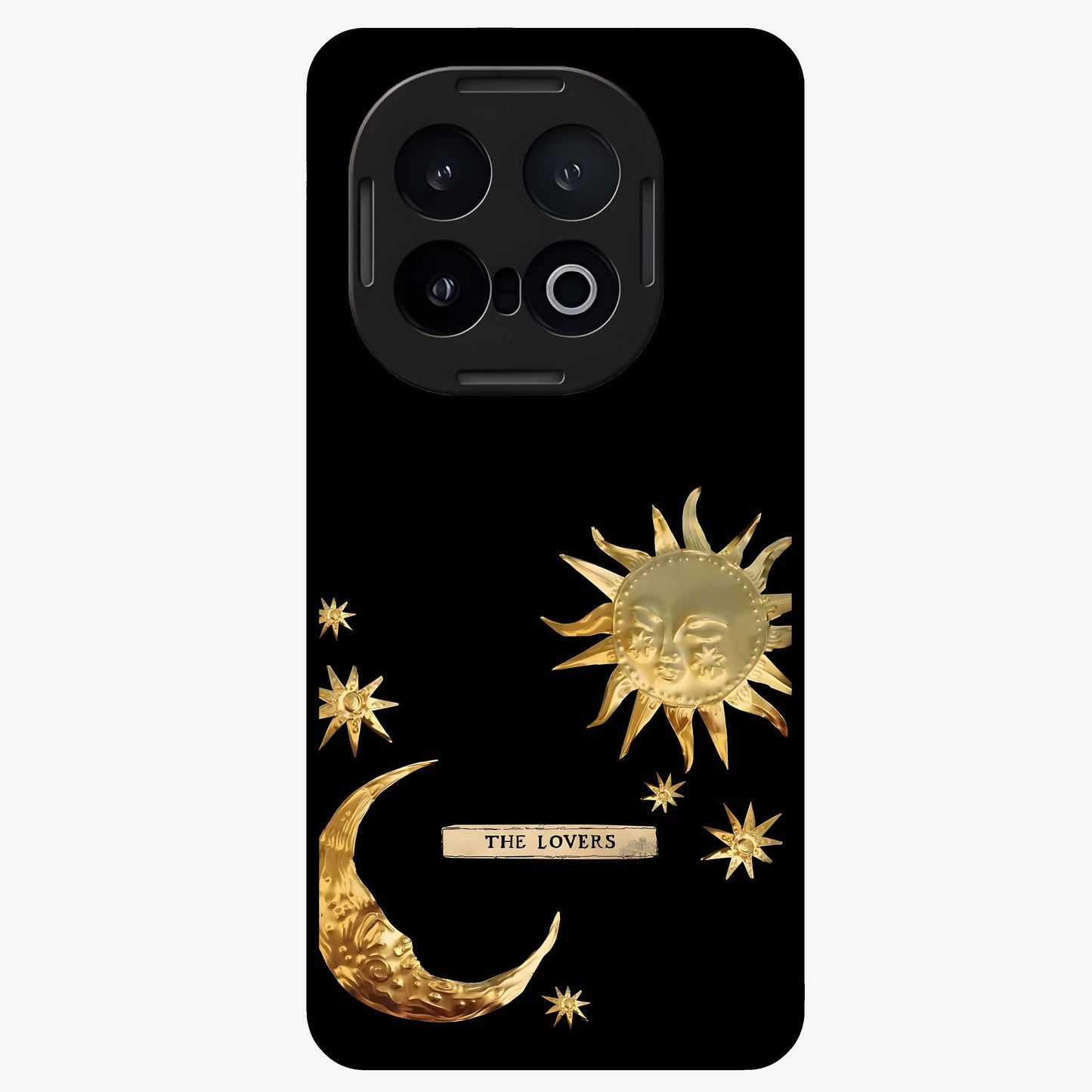 Golden Evil Eye Mandala Glass Case showing flat back view with intricate evil eye mandala artwork and glossy glass finish.