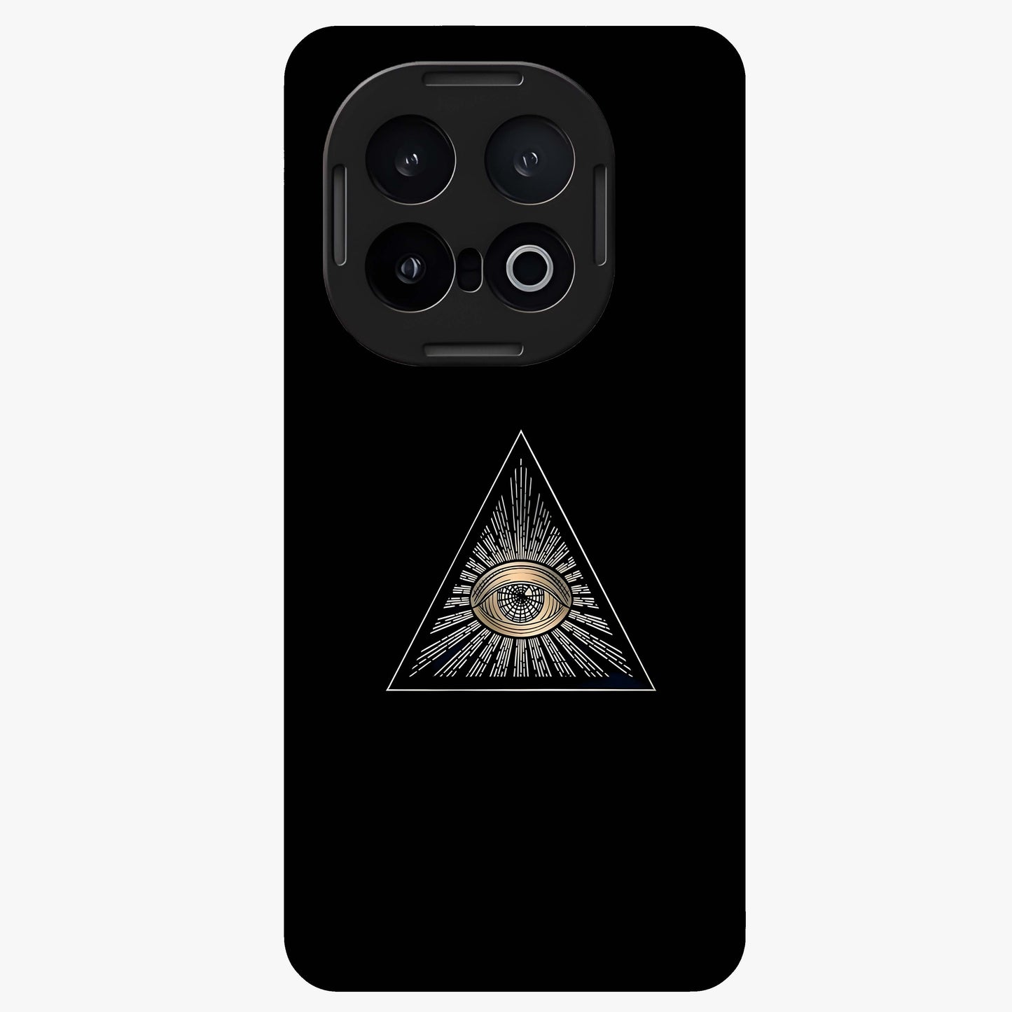 Illuminati Evil Glass Case showing flat back view with mysterious illuminati symbol artwork and glossy glass finish.
