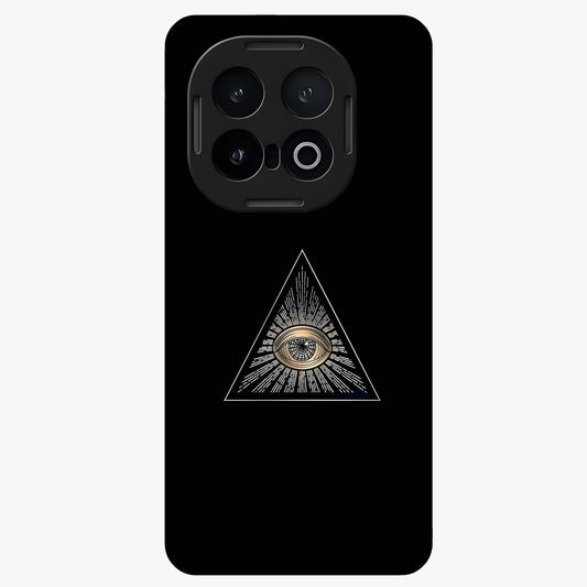 Illuminati Evil Glass Case showing flat back view with mysterious illuminati symbol artwork and glossy glass finish.