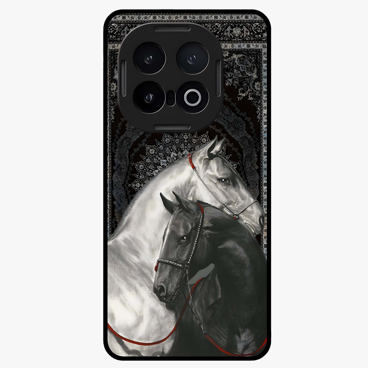 Majestic Ride Legacy Glass Case showing flat back view with powerful automotive inspired artwork and glossy glass finish.