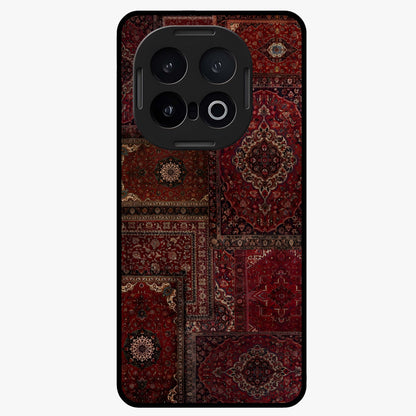 Persian Velvet Tale Glass Case showing flat back view with luxurious Persian velvet pattern artwork and glossy glass finish.