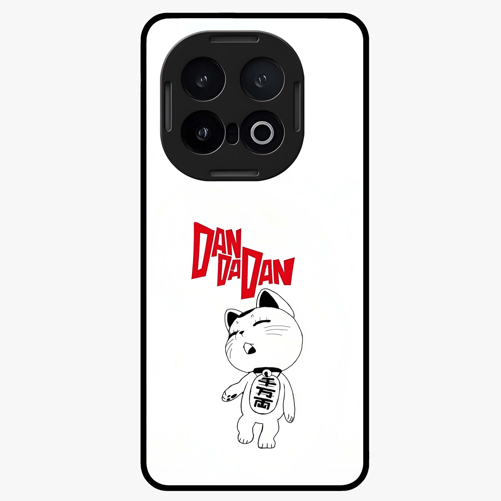 Playful Spirit Charm Glass Case showing flat back view with cheerful charm themed artwork and glossy glass finish.