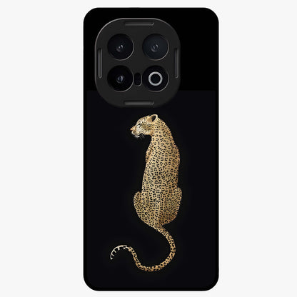 Regal Leopard Glass Case showing flat back view with bold leopard artwork and glossy glass finish.