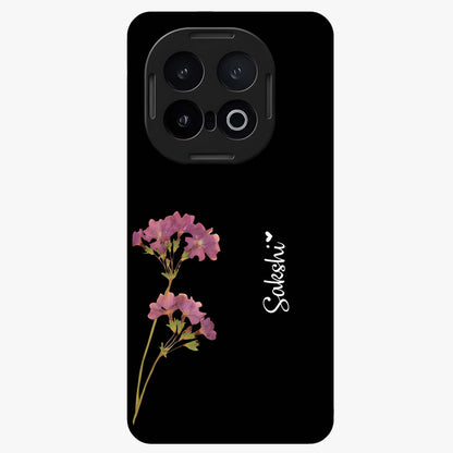 Riching Lavender Flower Custom Name Glass Case showing flat back view with lavender floral artwork and personalized name design.