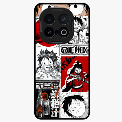 Strawhat Chaos Panels Glass Case showing flat back view with anime inspired chaos panel artwork and glossy glass finish.