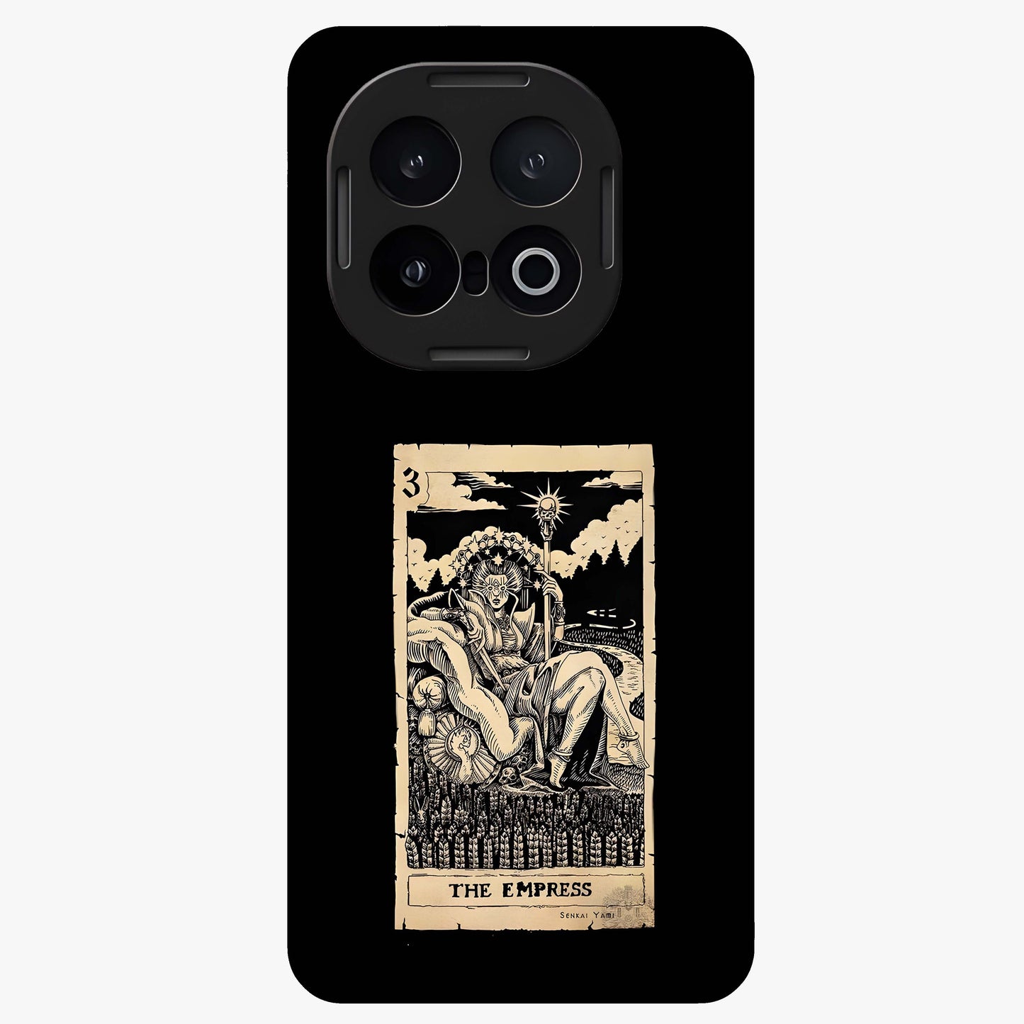 The Empress Glass Case showing flat back view with regal feminine artwork and glossy glass finish.