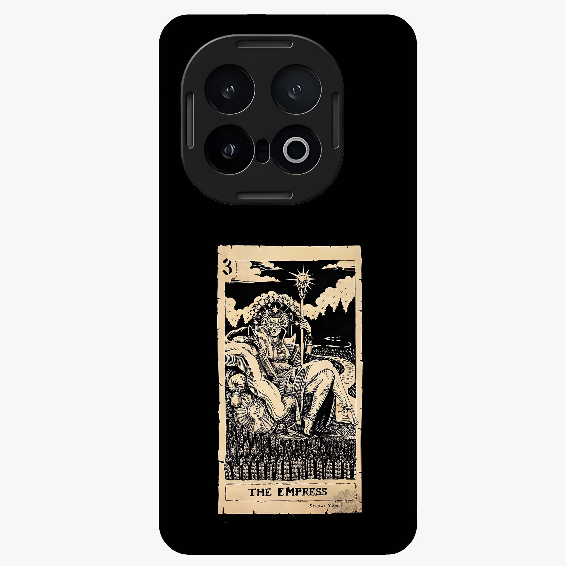 The Empress Glass Case showing flat back view with regal feminine artwork and glossy glass finish.