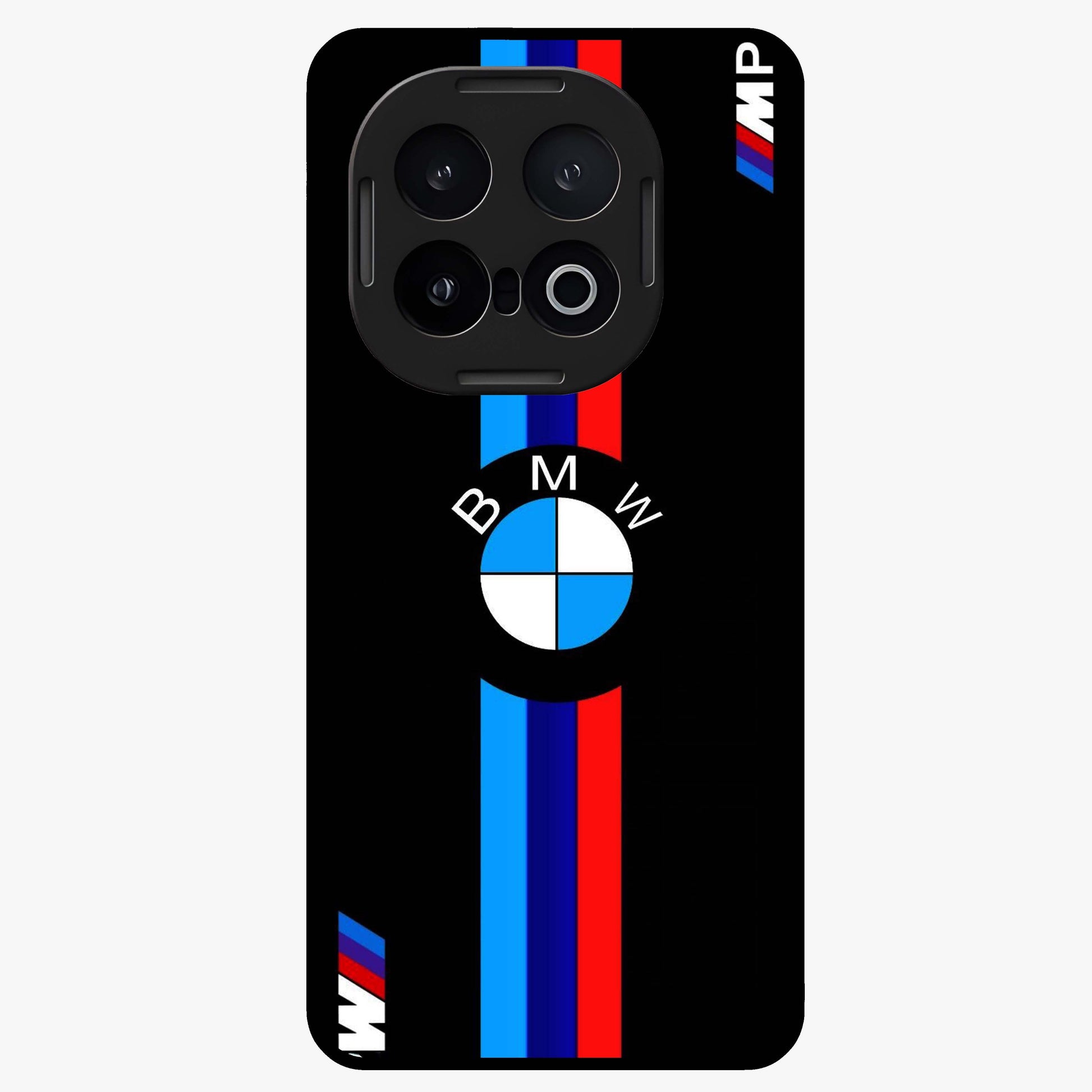 Turbo BMW Beast Glass Case showing flat back view with high performance sports car artwork and glossy glass finish.
