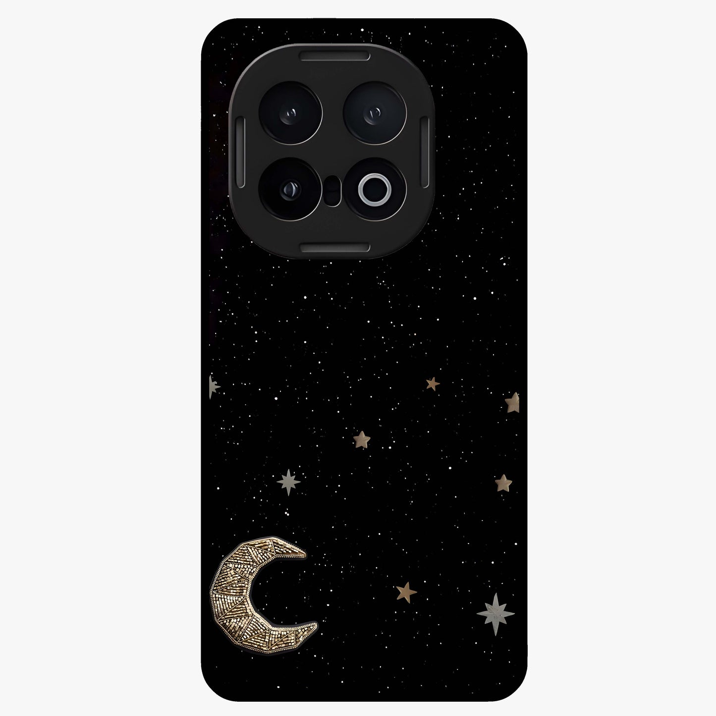 Twinkle Star With Half Moon Glass Case showing flat back view with star and half moon artwork and glossy glass finish.