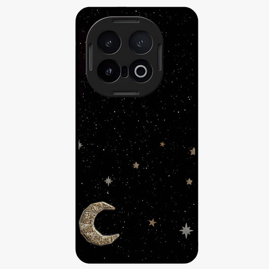 Twinkle Star With Half Moon Glass Case showing flat back view with star and half moon artwork and glossy glass finish.