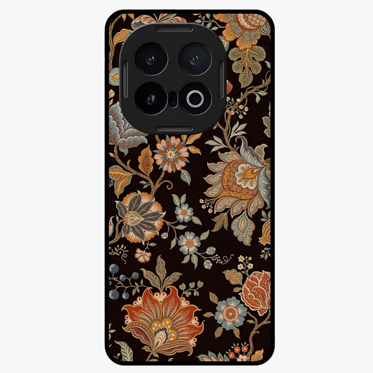 Vintage Floral Dream Glass Case showing flat back view with classic floral artwork and glossy glass finish.