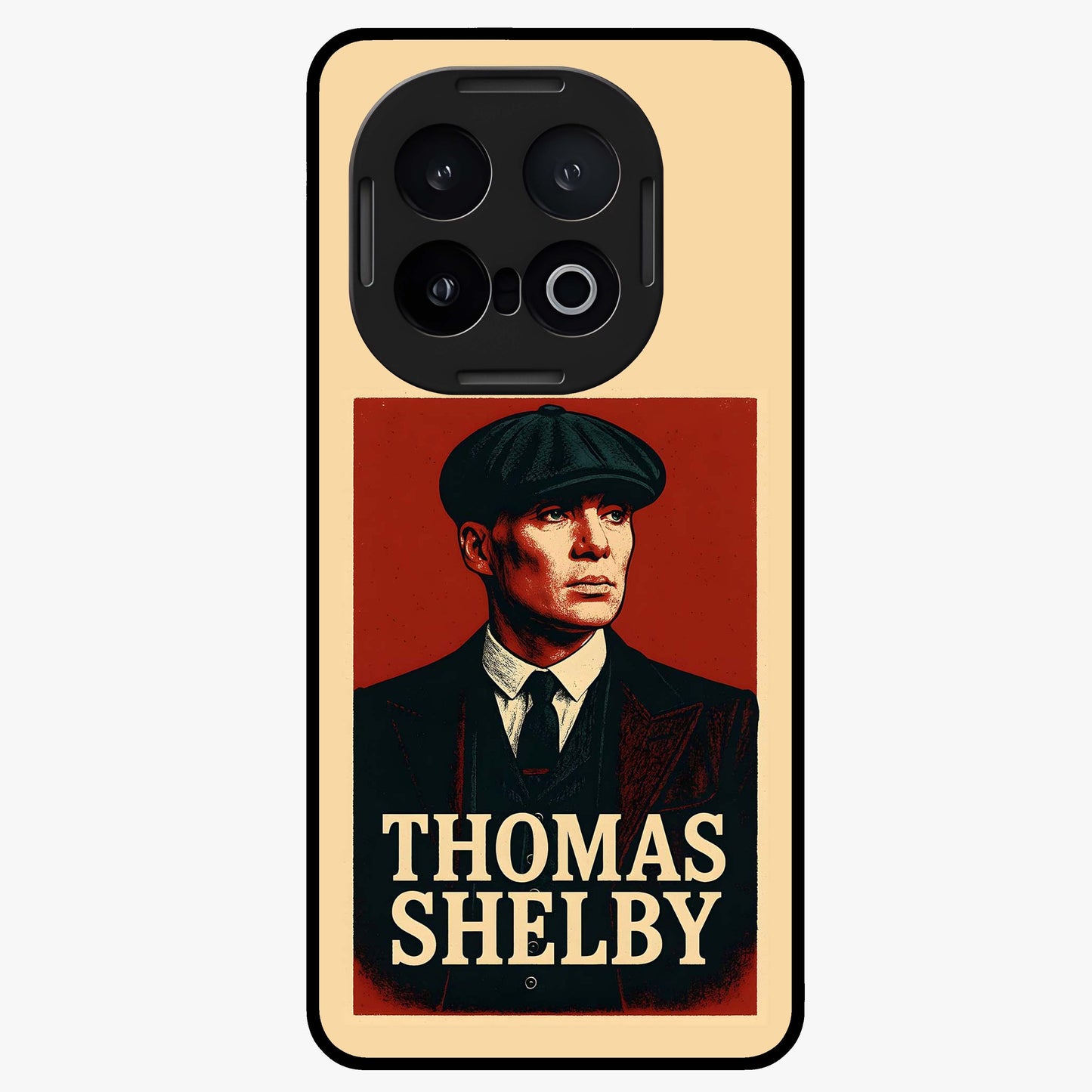 Vintage Mafia Authority Glass Case showing flat back view with bold vintage mafia inspired artwork and glossy glass finish.