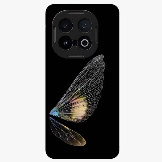 Whispers Of Wings Glass Case showing flat back view with graceful wing inspired artwork and glossy glass finish.