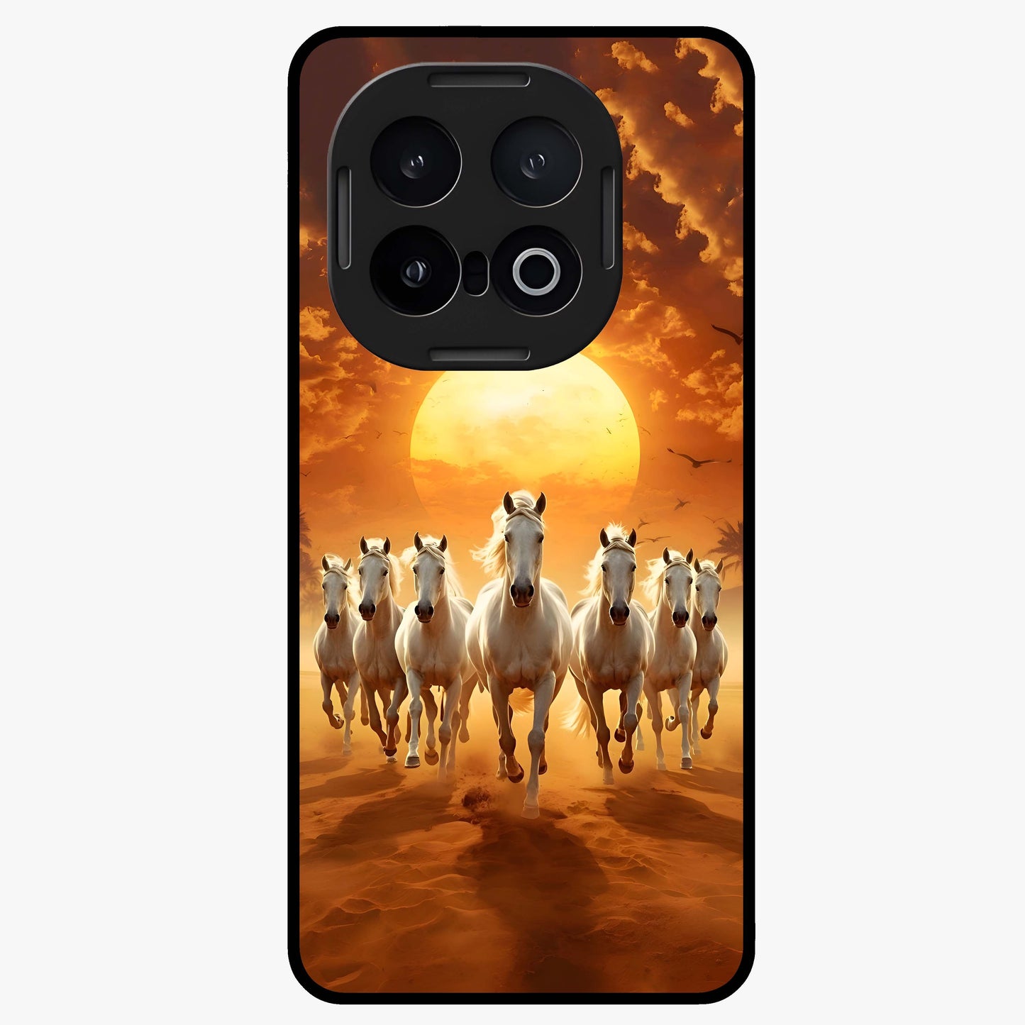 Wild Sunset Majesty Glass Case showing flat back view with majestic sunset landscape artwork and glossy glass finish.