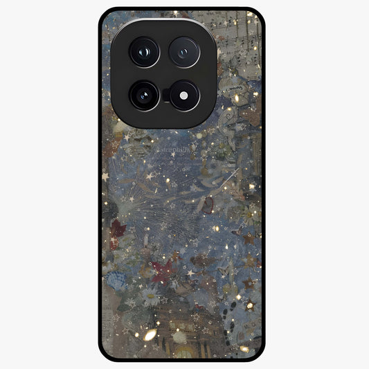 Aesthetic Astrolophia Glass Case showing flat back view with dreamy aesthetic design and glossy glass finish.