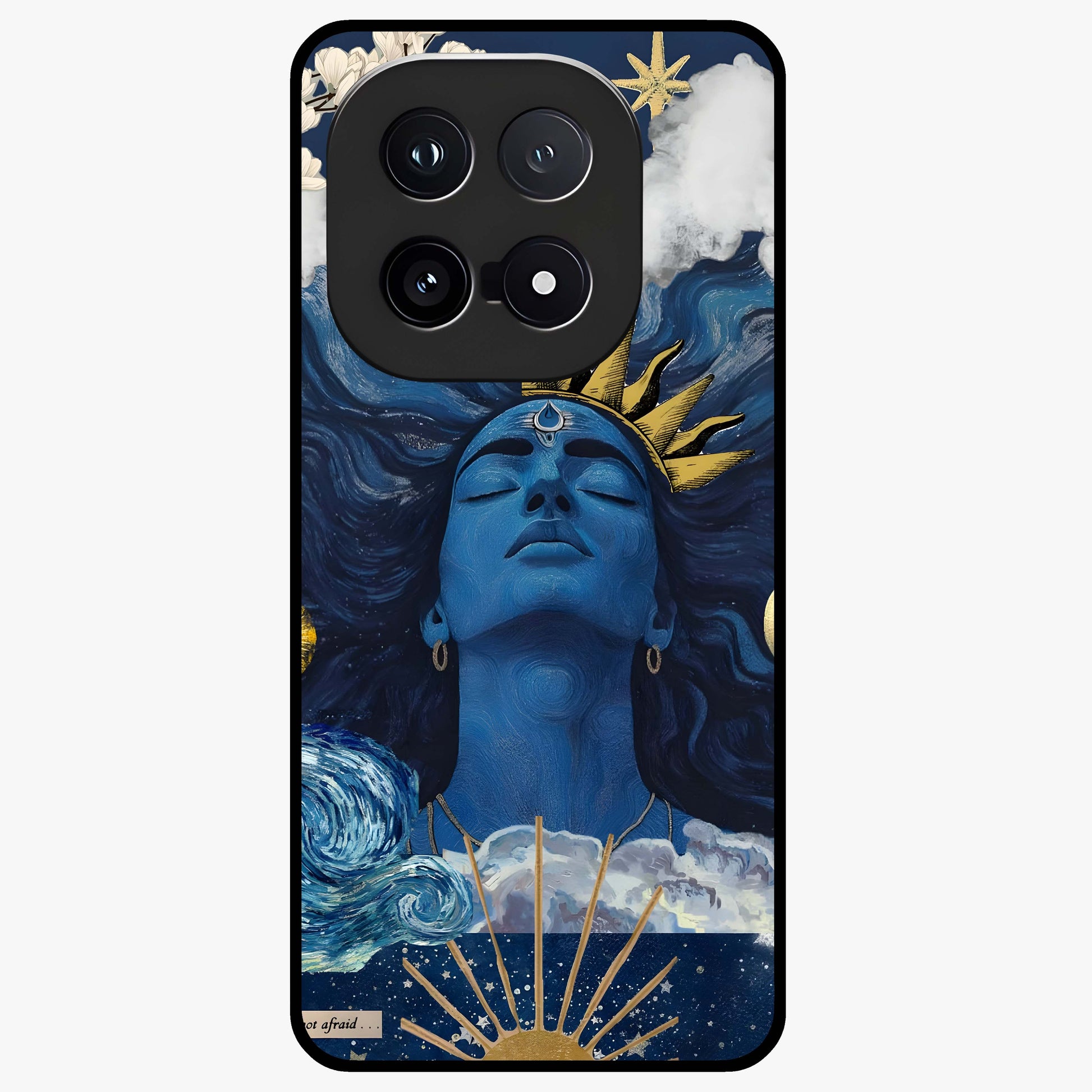 Aesthetic Lord Shiva Glass Case showing flat back view with divine Shiva artwork and glossy glass finish.
