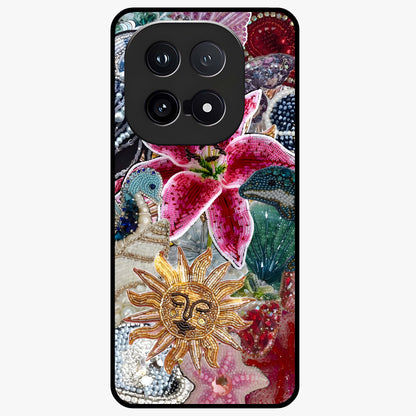 Beaded Garden Fantasy Glass Case showing flat back view with dreamy garden bead artwork and glossy glass finish.