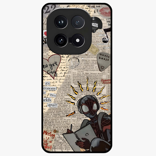 City Dream Sketch Glass Case showing flat back view with artistic city skyline sketch artwork and glossy glass finish.