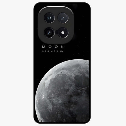 Cosmic Moon Glow Glass Case showing flat back view with glowing moon artwork and glossy glass finish.