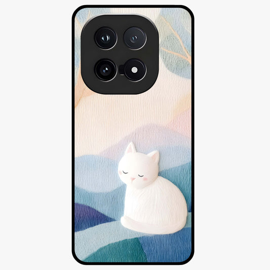 Cotton Dream Cat Glass Case showing flat back view with soft dreamy cat artwork and glossy glass finish.