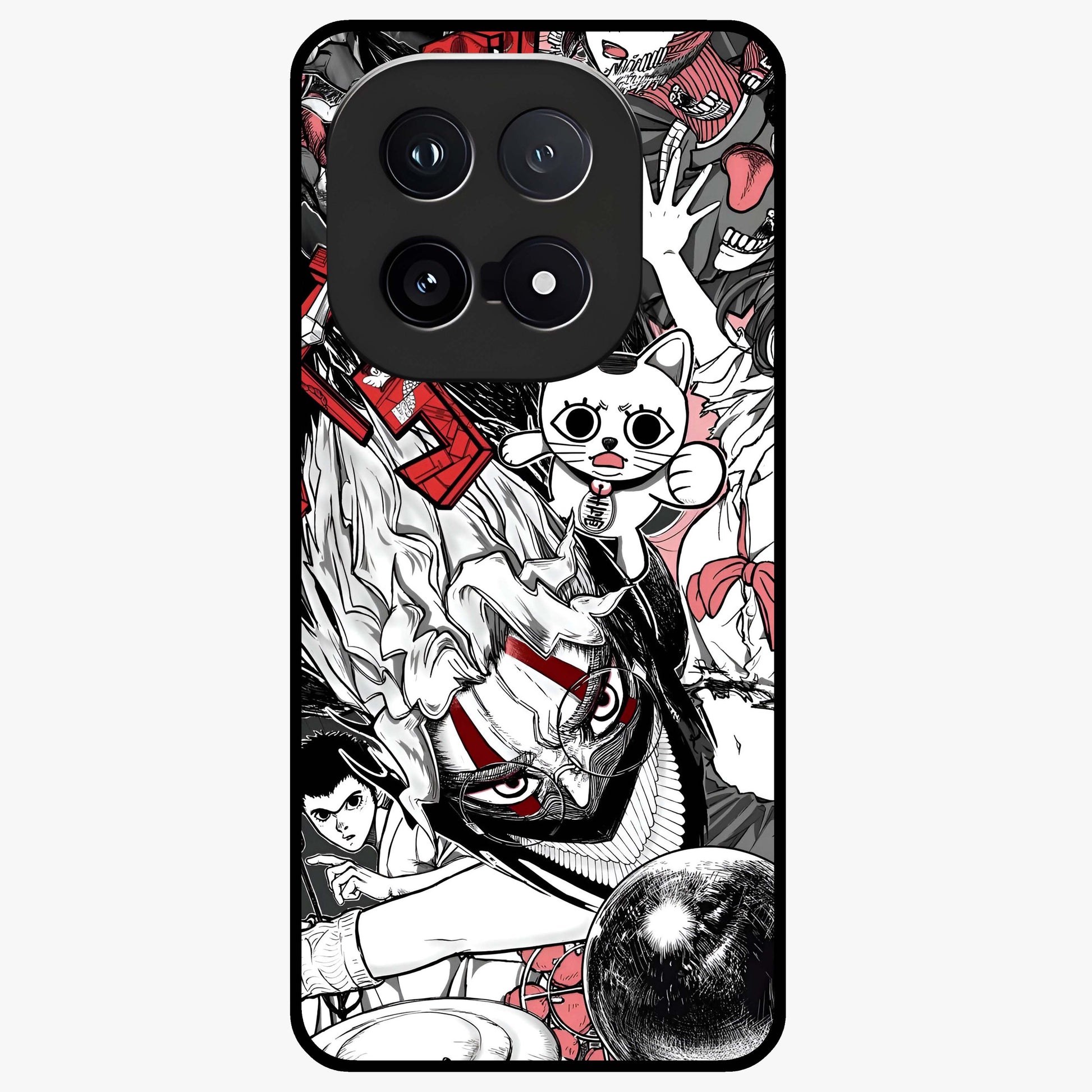 Crimson Chaos Panel Glass Case showing flat back view with bold crimson abstract artwork and glossy glass finish.