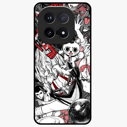 Crimson Chaos Panel Glass Case showing flat back view with bold crimson abstract artwork and glossy glass finish.