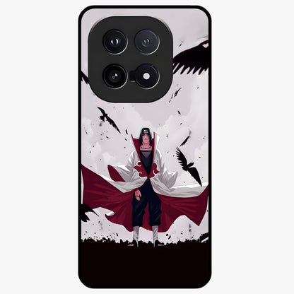 Crimson Crow Ascension Glass Case showing flat back view with mystical crow artwork and glossy glass finish.