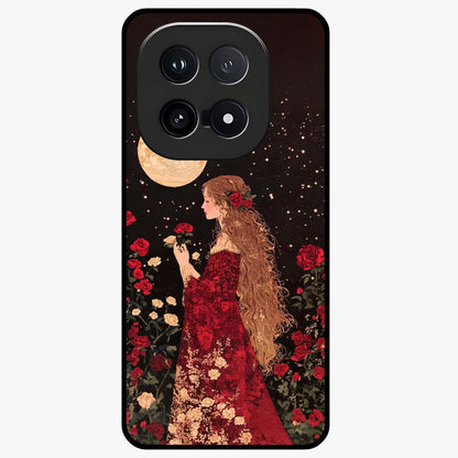Crimson Dreams Glass Case showing flat back view with dreamy crimson artwork and glossy glass finish.