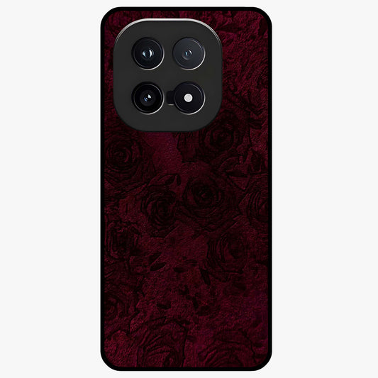 Crimson Fade Flow Glass Case showing flat back view with flowing crimson gradient artwork and glossy glass finish.