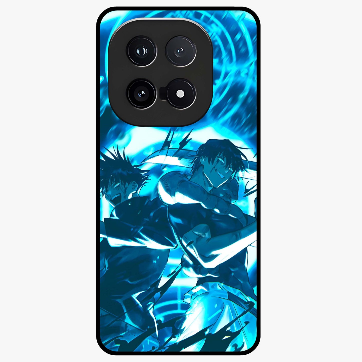 Cursed Energy Clash Glass Case showing flat back view with intense cursed energy artwork and glossy glass finish.