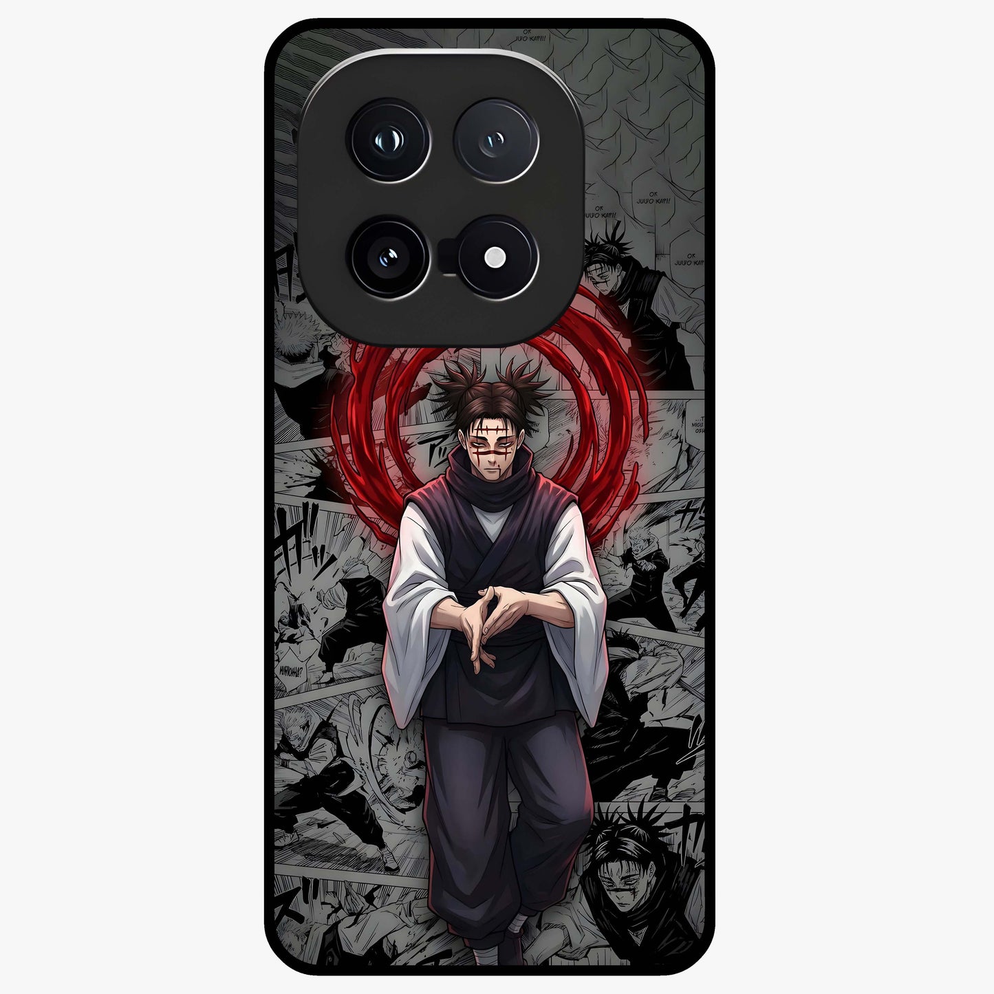 Cursed Ritual Ascension Glass Case showing flat back view with dark ritual themed artwork and glossy glass finish.