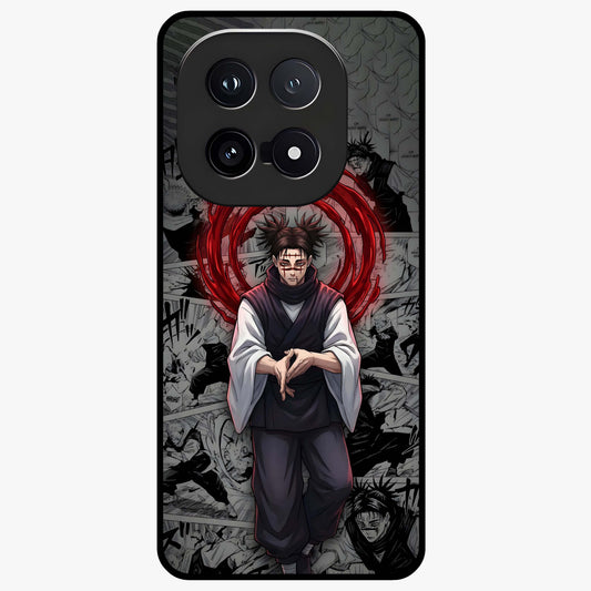 Cursed Ritual Ascension Glass Case showing flat back view with dark ritual themed artwork and glossy glass finish.