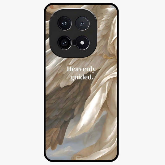 Divine Winged Grace Glass Case showing flat back view with elegant wing inspired artwork and glossy glass finish.