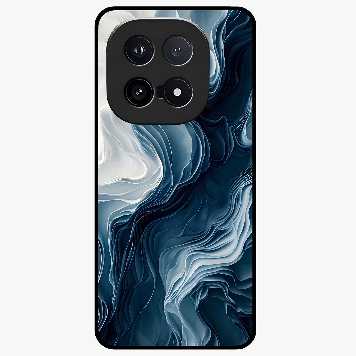 Ethereal Paper Marble Glass Case showing flat back view with soft marble paper texture artwork and glossy glass finish.