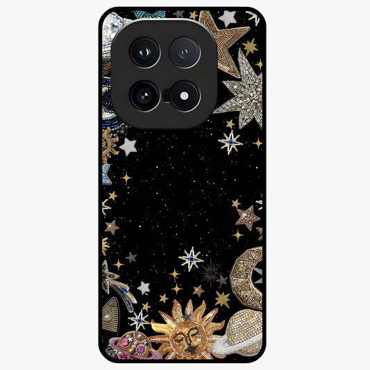 Galactic Jewel Stars Glass Case showing flat back view with sparkling star jewel artwork and glossy glass finish.