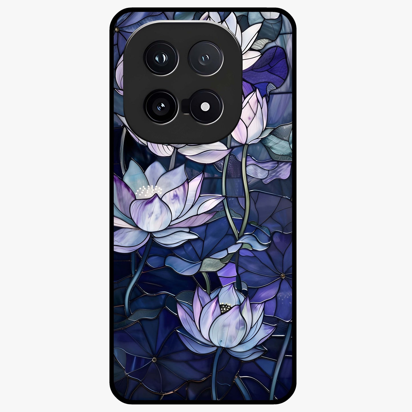 Gloss Petal Rush Glass Case showing flat back view with glossy flower petal artwork and smooth glass finish.